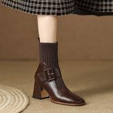 Imani Brown Square Toe Ankle Boots Womens Newgew